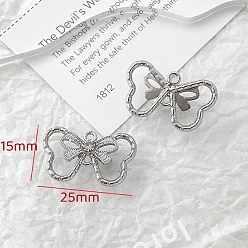 Platinum Alloy Crystal Rhinestone Connector Charms, Bowknot Links, Platinum, 15x25mm