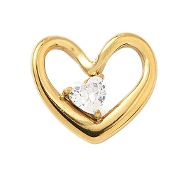 Золотой 304 из нержавеющей стали горный хрусталь подвески, сердце, золотые, 15.5x17.5x3.5 мм, отверстие : 5~9 мм