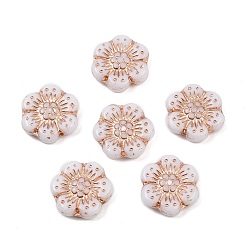 Льняное Полотно Чешские прессованные стеклянные бусины в стиле Богемия, цветок, белье, 12.5x13.5x3.5 мм, отверстие : 1 мм, около 274 шт / упаковка