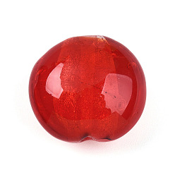 Красный Стеклянные бусины, с фольгой внутри, ручная работа, плоско-круглые, красные, 19~21x10~12 мм, отверстие : 1~2 мм