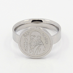 Edelstahl Farbe Anlaufgeschützte modische 304 Edelstahlringe, flach rund mit San Benito, Edelstahl Farbe, 19 mm
