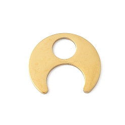 Настоящее золото 18K 304 подвески из нержавеющей стали, двойной рог / подвеска в виде полумесяца, лазерная резка, реальный 18 k позолоченный, 19.5x17x1 мм, отверстие : 6 мм