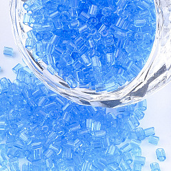 Cornflower Blue FGB Grade A Glass Seed Beads, Hexagon(Two Cut), Transparent Colours, Cornflower Blue, 1.5~2.5x1.5~2mm, Hole: 0.8mm, about 2100pcs/bag, 450g/bag