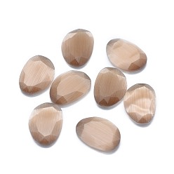 BurlyWood Cat Eye Cabochons, Faceted, Nuggets, BurlyWood, 17.5x12.5x3.5mm