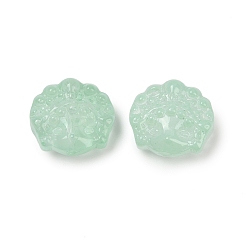 Темный Морско-зеленый Прозрачные стеклянные бусины, Пекинская опера маски, спекающийся лак, темно-зеленый, 17x18x8 мм, отверстие : 1.2 мм