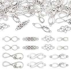 Античное Серебро 42шт 7 стили подвески из сплава в тибетском стиле, бесконечность ссылки, античное серебро, 8~37.5x10~33.5x1~3 мм, отверстие : 1.8~7 мм, 6 шт / стиль