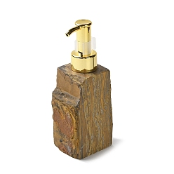 Тигровый глаз Сырой натуральный тигровый глаз насос пресс бутылки, с пластиковой насадкой для нанесения покрытия, многоразовая бутылка, для косметики, эмульсия эфирного масла, 53~70x42~64x143~150 мм