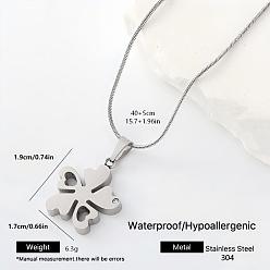 Flor 304 de acero inoxidable collares pendientes, color acero inoxidable, libre de deslustre, flor, 15.75 pulgada (40 cm)