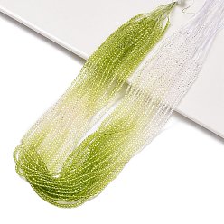 Светло-зеленый Коричневый Прозрачный градиент цвета стеклянные бусины пряди, сегментированные разноцветные бусины, граненые круглые, оливковый, 2x2.5 мм, отверстие : 0.8 мм, около 175~180 шт / нитка, 13.78~14.4'' (35~36 см)