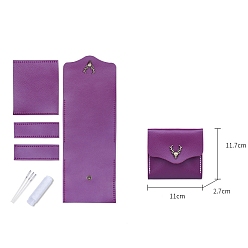 Фиолетовый Наборы для изготовления кожаного кошелька своими руками, прямоугольник с оленями, фиолетовые, 11x10.7x2.7 см