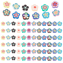 Mixed Color PandaHall Elite 600Pcs 12 Colors Handmade Polymer Clay Cabochons Flower, plum blossom, Mixed Color, 8~10x8~10.5x1~2mm