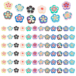 Couleur Mélangete 600 pcs 12 couleurs cabochons en pâte polymère faits à la main, Tranches de pâte polymère pour créations en résine et projets DIY (fleurs), prunier, couleur mixte, 8~10x8~10.5x1~2mm