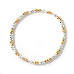 Платиновый & Золотой Латунные круглые бусины эластичные браслеты для женщин, платиной и золотом, 6.89 дюйм (17.5 см)