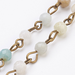 Амазонит Ручной цепи амазонит бисером, несварные, с железным штифтом, 39.37 дюйм, 1 м / прядь