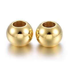 Настоящее золото 24K 201 из нержавеющей стали бусы, с резиной внутри, ползунки, рондель, реальный 24 k позолоченный, 8x6 мм, отверстие : 2 мм