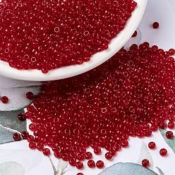 (RR140) Transparent Red Orange Миюки круглые бусины рокайль, японский бисер, (rr 140) прозрачный красный оранжевый, 8/0, 3 мм, отверстие : 1 мм, Около 2111~2277 шт / 50 г