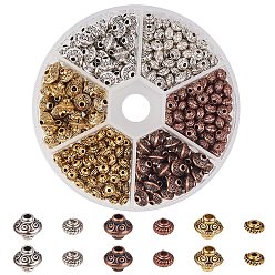 Mixed Color Tibetan Style Alloy Spacer Beads, Mixed Color, 12.5x10.5x1.8cm, 50pcs/compartment, 300pcs/set
