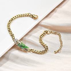 Настоящее золото 18K Браслеты-цепочки из латуни с кубинскими звеньями, браслеты Saint Jude Link для женщин и мужчин, с эмалью, реальный 18 k позолоченный, 7 дюйм (17.8 см)