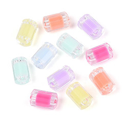 (52) Непрозрачная лаванда Прозрачные акриловые бусины, бусина в бусине, колонка, разноцветные, 12x7~7.5 мм, отверстие : 2 мм