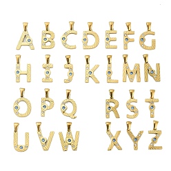 Настоящее золото 18K 304 подвески из нержавеющей стали, со стразами, Письмо ~ Z, ионное покрытие (ip), реальный 18 k позолоченный, 17.5x8.5~16.5x2.5 мм, отверстие : 5.5x2.5 мм