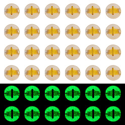 Letter I 50G Luminous Transparent Acrylic Beads, Flat Round with Letter, Glow in the Dark, Golden Metal Enlaced, Letter I, 7x4mm, Hole: 1.8mm, about 370pcs/50g