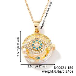 Желтый Латунные ожерелья со стеклянными подвесками от сглаза, с четким кубического циркония, винтажные счастливые ожерелья для ежедневного ношения, золотые, желтые, 15.75 дюйм (40 см)