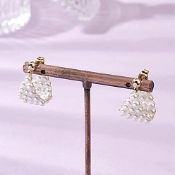 Белый Дым Круглые серьги-кольца из латунной ракушки с жемчугом, серый, 24x16.5x16.5 мм