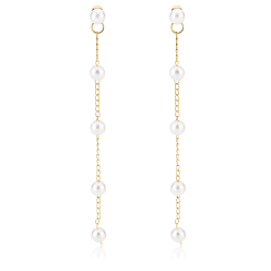 Белый 1 пары сережек-гвоздиков из АБС-пластика с имитацией жемчуга и кисточками, украшения из золотого сплава для женщин, белые, 89.5x6x16 мм, штифты : 0.7 мм