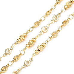 Настоящее золото 18K Латунные кольца соединяют цепочки, пайки, с катушкой, с круглых бусин, реальный 18 k позолоченный, 8.5x4x1.5 мм