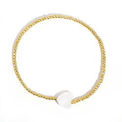 Сердце 1ПК богемные летние стеклянные бисерные браслеты, браслеты из ракушек для женщин, сердце, внутренний диаметр: 6-7/8 дюйм (17.5 см)