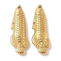 Настоящее золото 18K Ионное покрытие (ip) 304 подвески из нержавеющей стали, очарование рыбы, реальный 18 k позолоченный, 28x9.5x4.5 мм, отверстие : 1.2 мм