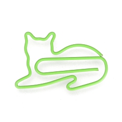 Лайм Железные скрепки в форме кошки, милые скрепки, забавные закладки маркировочные клипы, желто-зеленые, 32x23x1 мм