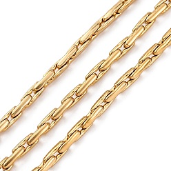 Настоящее золото 18K 304 цепи из нержавеющей стали Бостон, с катушкой, пайки, вакуумное покрытие pvd, реальный 18 k позолоченный, 7.5x3x1.5 мм, около 32.81 футов (10 м) / рулон