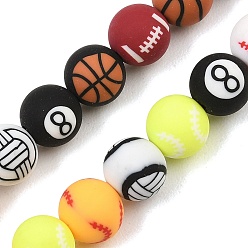 Colorful Handmade Polymer Clay Beads Strands, Round with Ball, Colorful, 8mm, Hole: 1.2mm, about 40pcs/strand, 12.20''(31cm)