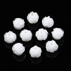 Белый Бусины лэмпворк , цветок, белые, 10~11x11.5~12.5 мм, отверстие : 1.2 мм