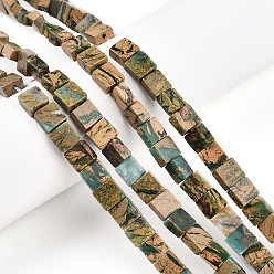 Природный Драгоценный Камень Нити бусин из натурального камня вердит, квадратный, 6~7x6~7x3~4 мм, отверстие : 0.7 мм, около 58~64 шт / нитка, 14.96~15.35 дюйм (38~39 см)