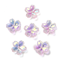 Бледно-Розовый Прозрачная шапочка из бус из АБС-пластика, УФ-покрытием, 5-лепестков цветка, розовый жемчуг, 10.5~11.5x2 мм, отверстие : 1.4 мм