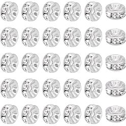 Нержавеющая Сталь Цвет 316 хирургические дистанционные бусины из нержавеющей стали, со стразами, диск, цвет нержавеющей стали, 8x4 мм, отверстие : 2 мм, 40 шт / коробка