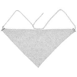 Серебро Треугольные литые головные уборы маскарадные маски, маска для лица с кисточками из хрусталя и страз, с застежкой омар коготь, серебряные, 835 мм