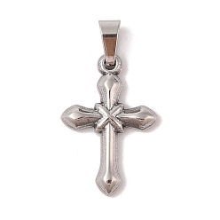 Нержавеющая Сталь Цвет 304 подвески из нержавеющей стали, крест очарование, религия, цвет нержавеющей стали, 25x17x3 мм, отверстие : 6x3 мм
