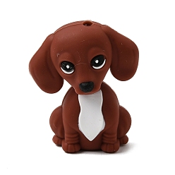 Кокосово-Коричневый Силиконовые бусины, фокусные бусы, собака, кокосового коричневый, 32x26x15 мм, отверстие : 2.5 мм