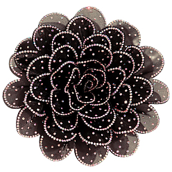 Черный Броши из цветочной ткани со стразами, с железными зажимами, чёрные, 155x40 мм