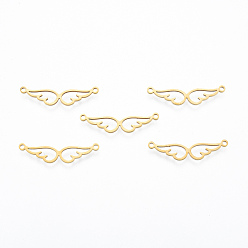 Настоящее золото 18K 201 подвески из нержавеющей стали, крыло, реальный 18 k позолоченный, 7x28.5x1 мм, отверстие : 1.4 мм