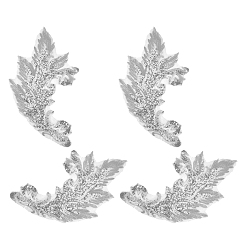 Серебро Шелковая вышивка пайетками с использованием золотых и серебряных нитей, цветок, серебряные, 395x215x1 мм