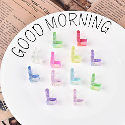 Letter L УФ-покрытие прозрачные акриловые европейские бусины, бусины с большим отверстием, разноцветные, Письмо L, 20.5x15x13.5 мм, отверстие : 6 мм