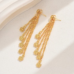 Цветок Серьги-гвоздики с кисточками из латуни, реальный 18 k позолоченный, цепочка-оберег, цветок