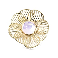 Лиловый Латунный кабошон, со стеклом, долговечный, без никеля , реальный 18 k позолоченный, цветок, сирень, 29.5x30x4.5 мм