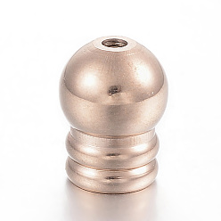 Rose Gold 304 Stainless Steel Cord Ends, Rose Gold, 11.5x9mm, Hole: 2mm, Inner Diameter: 6mm