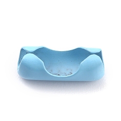 Светло-Голубой Латунные соединения шаровой цепи, Небесно-голубой, 9x3~3.5 мм, отверстие : 2.5 мм