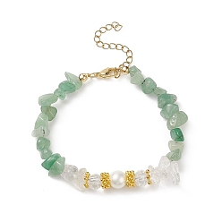 Pierre Mélangete Perles de pierres précieuses naturelles et perles de coquillages et bracelet en perles de verre pour femme, 7-1/8 pouce (18 cm)